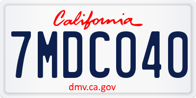CA license plate 7MDC040