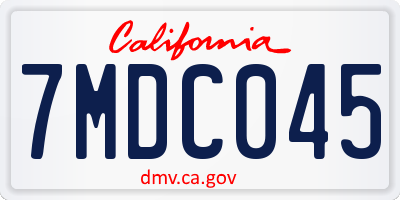 CA license plate 7MDC045