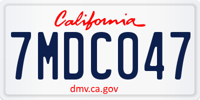 CA license plate 7MDC047