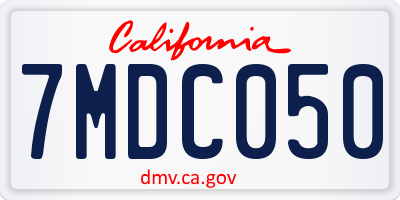 CA license plate 7MDC050