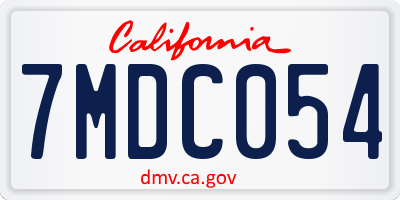 CA license plate 7MDC054