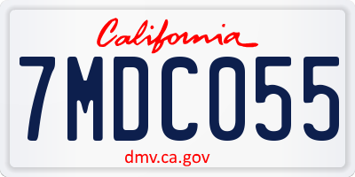 CA license plate 7MDC055