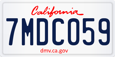 CA license plate 7MDC059
