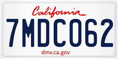 CA license plate 7MDC062