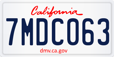 CA license plate 7MDC063