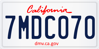 CA license plate 7MDC070