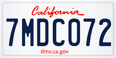 CA license plate 7MDC072