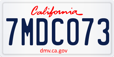 CA license plate 7MDC073