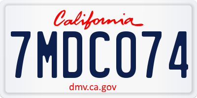 CA license plate 7MDC074