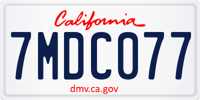 CA license plate 7MDC077