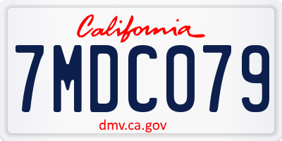 CA license plate 7MDC079