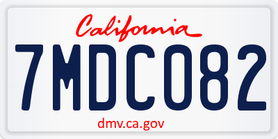CA license plate 7MDC082