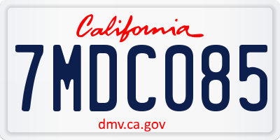 CA license plate 7MDC085