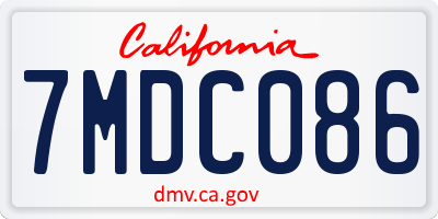 CA license plate 7MDC086