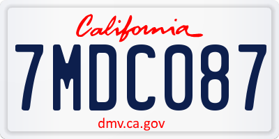 CA license plate 7MDC087
