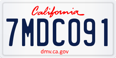 CA license plate 7MDC091