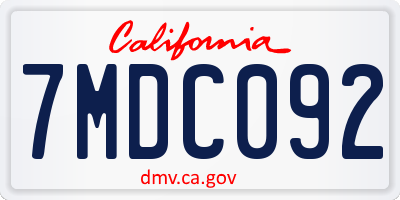 CA license plate 7MDC092