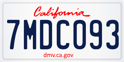 CA license plate 7MDC093
