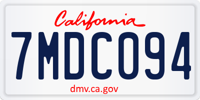 CA license plate 7MDC094
