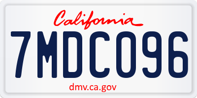 CA license plate 7MDC096