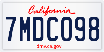 CA license plate 7MDC098