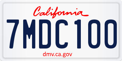 CA license plate 7MDC100