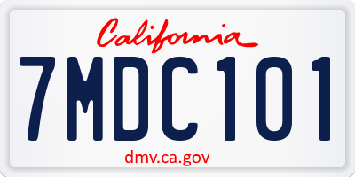 CA license plate 7MDC101