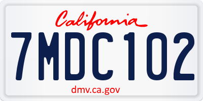CA license plate 7MDC102