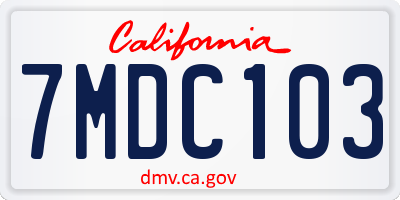 CA license plate 7MDC103