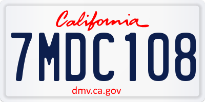 CA license plate 7MDC108