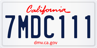 CA license plate 7MDC111