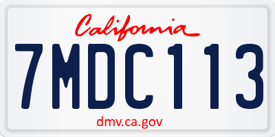 CA license plate 7MDC113