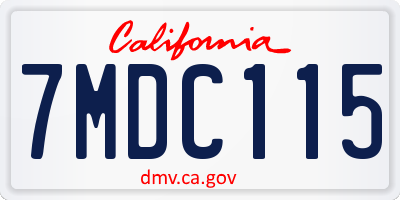 CA license plate 7MDC115