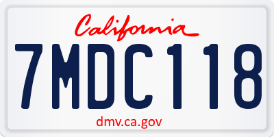 CA license plate 7MDC118