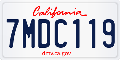 CA license plate 7MDC119