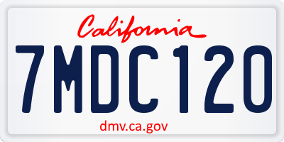 CA license plate 7MDC120