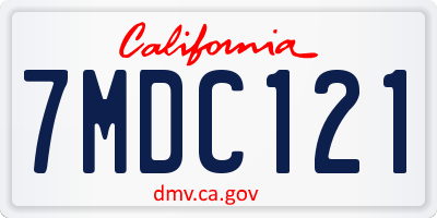CA license plate 7MDC121
