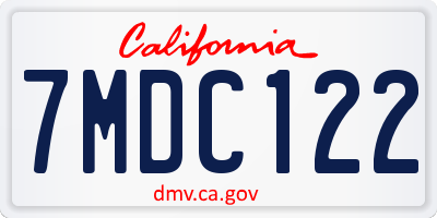 CA license plate 7MDC122