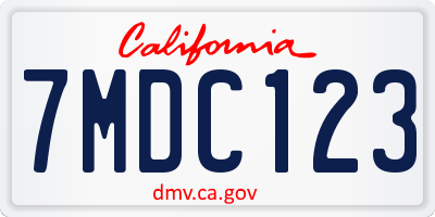CA license plate 7MDC123
