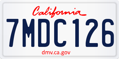 CA license plate 7MDC126