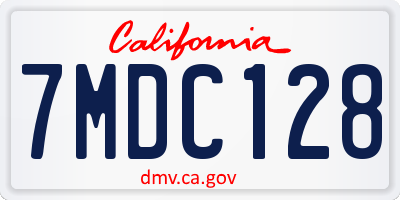 CA license plate 7MDC128