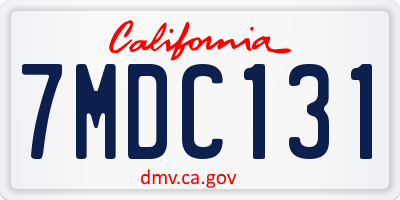 CA license plate 7MDC131