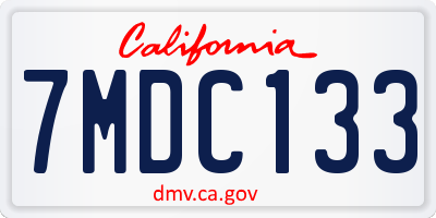 CA license plate 7MDC133