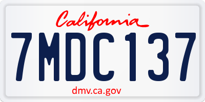 CA license plate 7MDC137