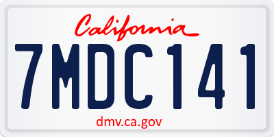 CA license plate 7MDC141