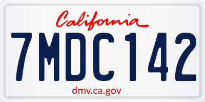 CA license plate 7MDC142