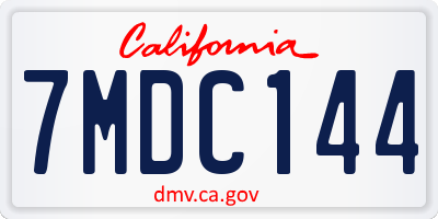 CA license plate 7MDC144