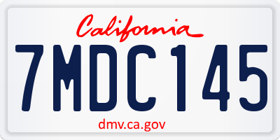 CA license plate 7MDC145