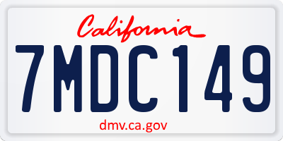 CA license plate 7MDC149