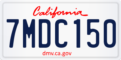 CA license plate 7MDC150